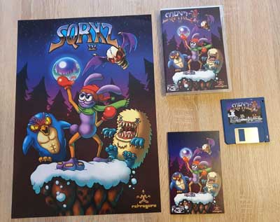 Amiga disk, manual, poster and case for Sqrxz 4